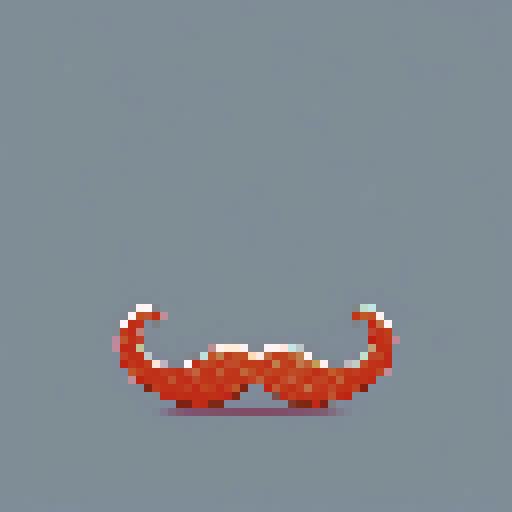 half of a giant copper mustache on a solid color background