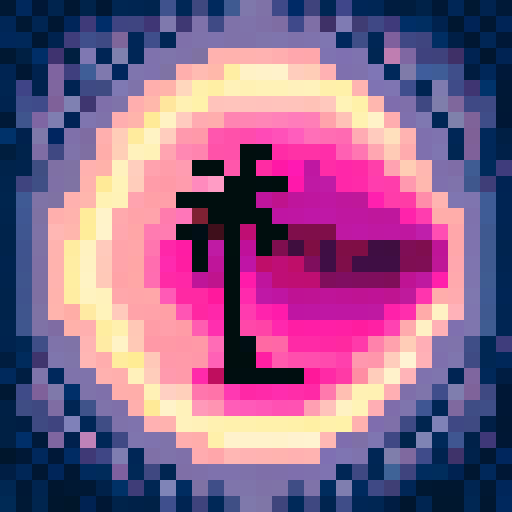 Vibrant orange and pink hues melting into the horizon, silhouettes of palm trees against a pixelated sky, a serene beach scene enveloped in the sRGB color space