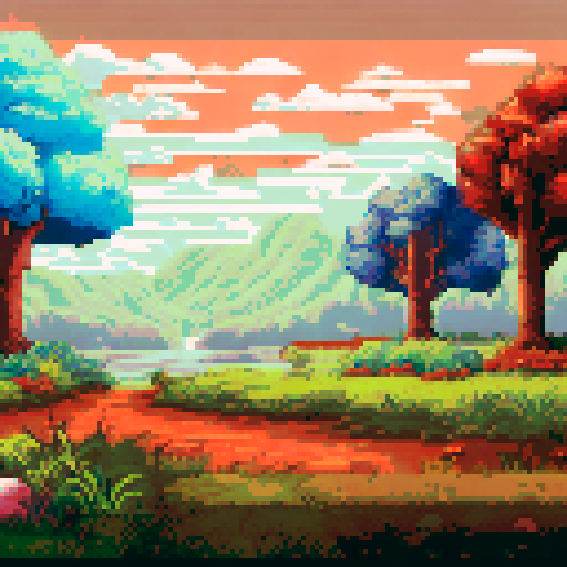 day, pastoral landscape, undergrowth, a few trees on edge