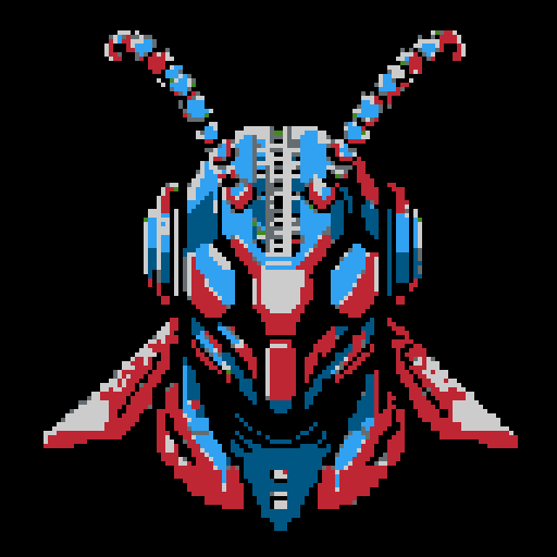praying mantis helmet, retro 8-bit, intricate detailing, sharp angles, pixel art, 