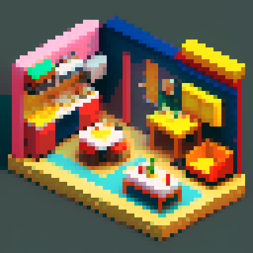 Small but colorful restaurant simulator