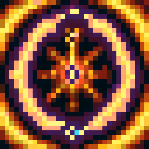 mayan stone wheel, herobrine from minecraft in the center, game icon, 32x32 pixel art, sRGB, skill art