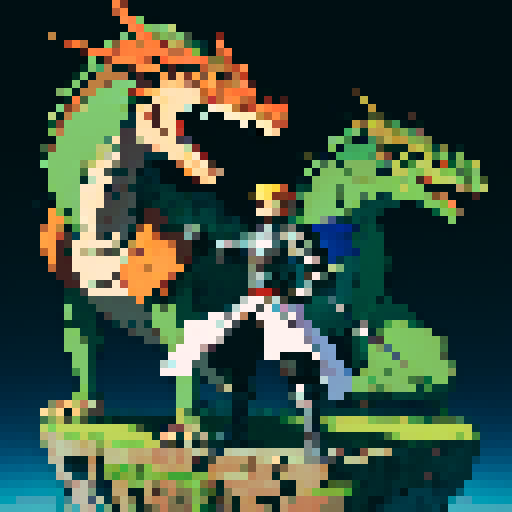 Male Knight fighting dragon
