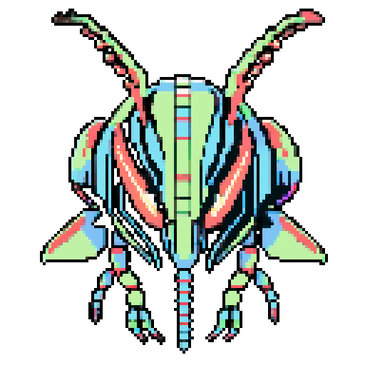 praying mantis helmet, retro 8-bit, intricate detailing, sharp angles, pixel art, 4 colors limit
