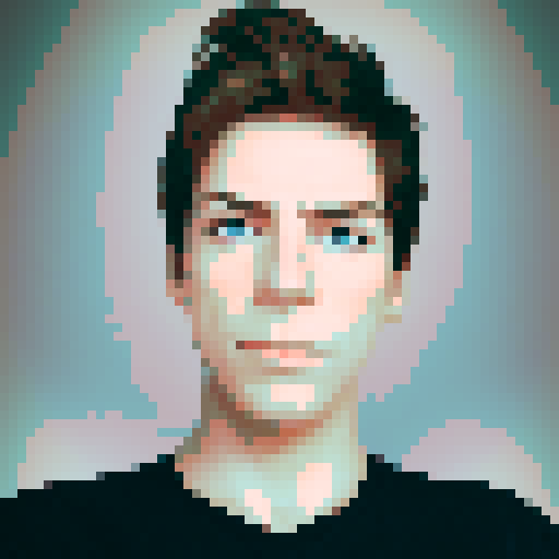 cartoony, retro, pixel art portrait profile picture, blue eyes,