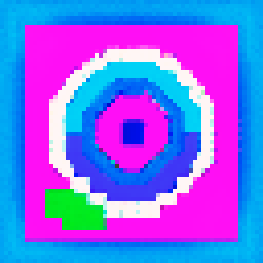 rectangular blueberry-made art frame, space portal inside, cute pixel art, vibrant colors, nostalgic feel