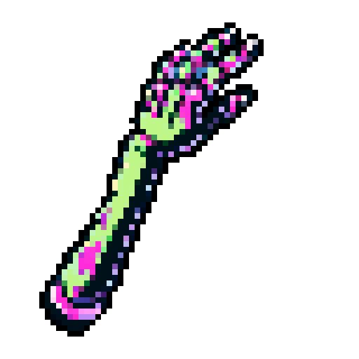 severed zombie arm with exposed bone, pixelated and vibrant in sRGB