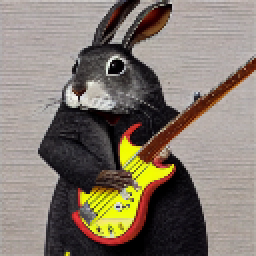 a rabbit playing the bass guitar
