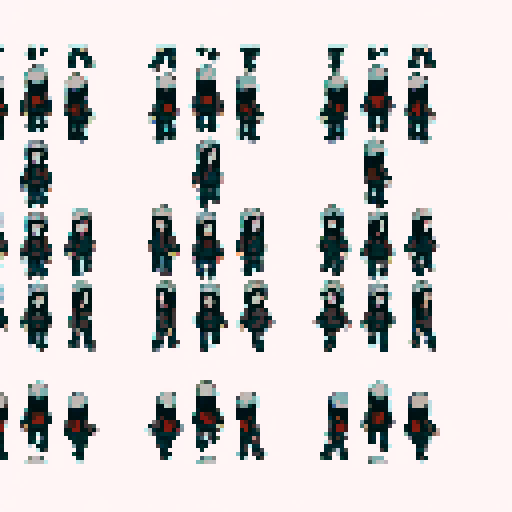 "Teary-eyed, pale-skinned character holds syringe with dark circles, fully rendered in anime-style pixel art, in 4-directional full-body"