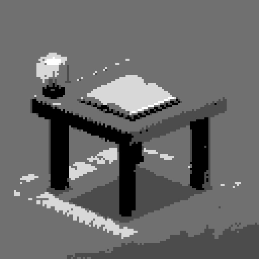 book with vibrant colors, sitting atop a wooden table, surrounded by pixel art decorations, emitting a warm glow in the sRGB color space