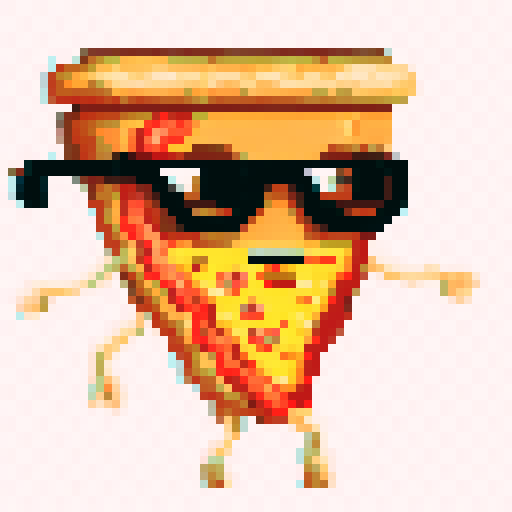 pizza slices with different traits (glasses, body, mouth, eyes, border, background)