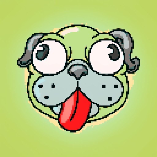 , pastel colors, and a hint of nostalgia

        A floppy-eared, tongue-out cartoon dog, all rendered in charming pixel art
