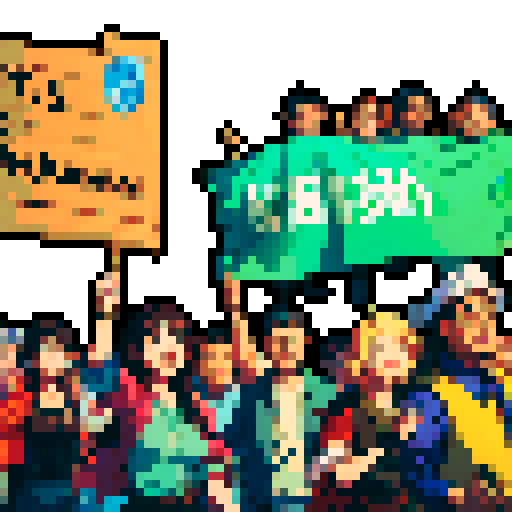 generate workers, including men and women, rallying for their rights
