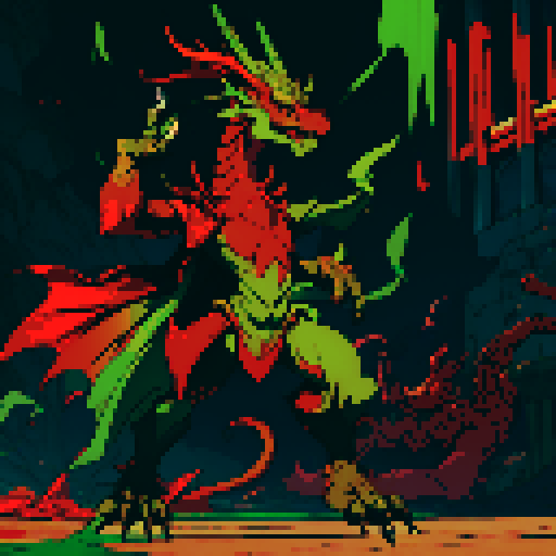 full-body image of a red dragon, dragon alone with nobody else in the frame