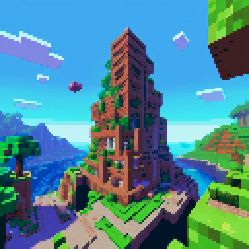 minecraft 2b2t spawn, towering obsidian skyscrapers, graffiti-covered walls, chaotic cobblestone paths, vibrant pixelated landscapes, vibrant pixel art murals, glowing lava pits, eerie nether portals, crumbling ruins, neon-colored signs, glitched-out text, glitched-out pixel art, sRGB color palette, blocky structures, sprawling underground tunnels, floating islands, crumbling bridges, overgrown vegetation, pixelated explosions, player-built structures, scattered loot chests