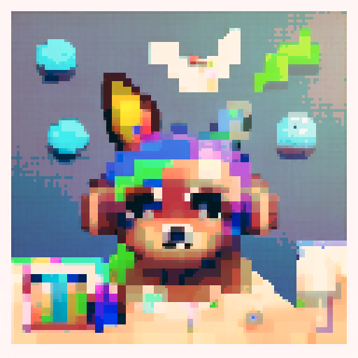 chihuahua, pixel art, tiny, vibrant, playful, expressive, big eyes, floppy ears, wagging tail, textured fur, small paws, bold outlines, low resolution, retro, digital, 8-bit, limited color palette