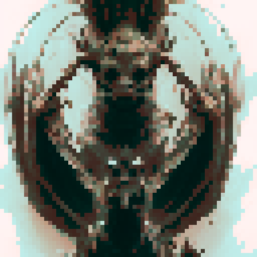 Portrait of a monster, monster has four legs and leathery wings, the front legs end in claws, size of a cow, looks like a cow, bird and insect combined, smells terrible