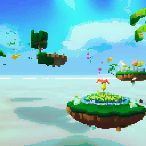 Floating islands, wind, bright
