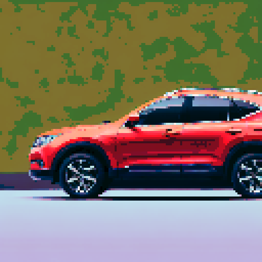 Photorealistic, centered Haval H6 in a three quarter view, right wheel in front, clean background, pixel art style with sRGB colors