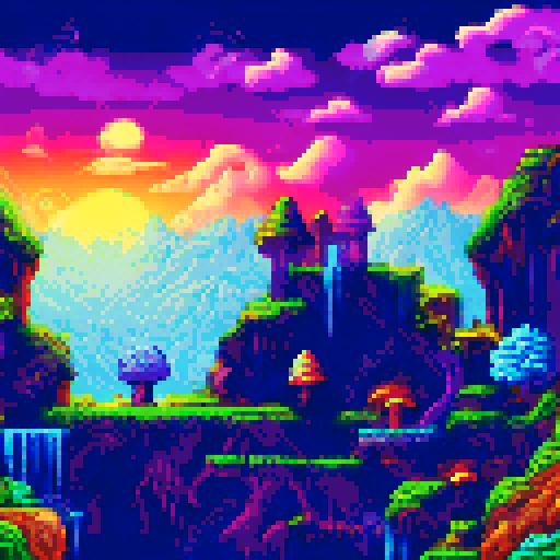 dark, eerie cave with stalactites, glowing mushrooms, and a hidden underground river, rendered in sRGB pixel art with a detailed background showcasing a mysterious and haunting landscape