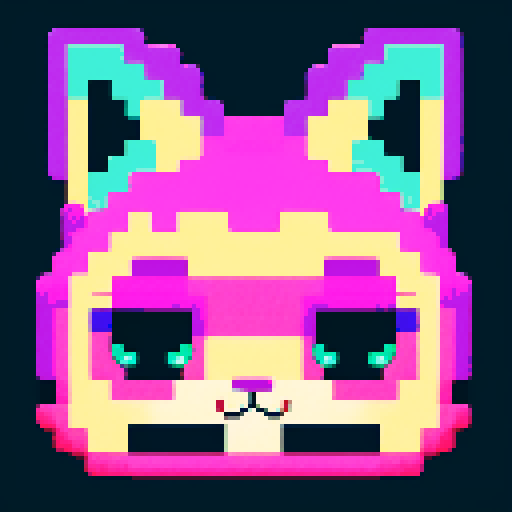 cute cat, vibrant colors, pixelated fur, playful expression, animated pose, retro video game vibes, 8-bit graphics, blocky pixels, sRGB color palette