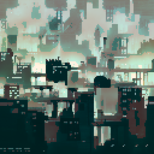 City view, skyscrapers, dark grey fog