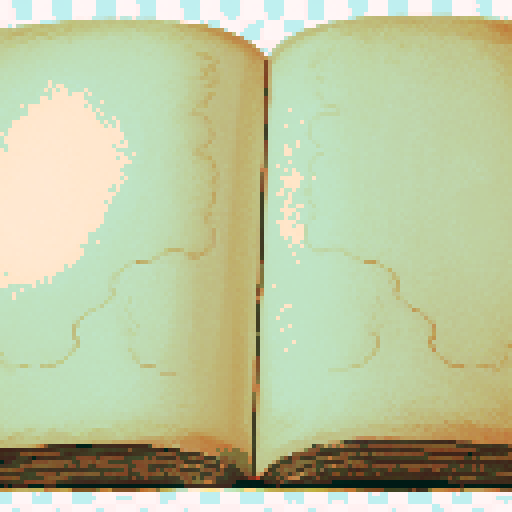 open, old book, pixel art, sRGB, no characters, blank pages