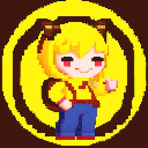 yellow smiling crescent in brown pants