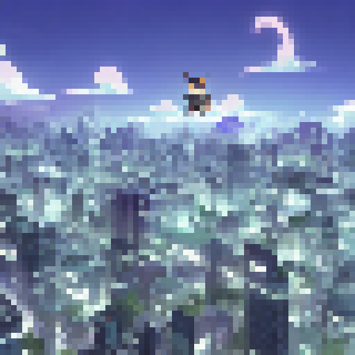 A mischievous, black and white anime cat perches on a rooftop overlooking a bustling cityscape, its tail swishing as it contemplates its next prank.