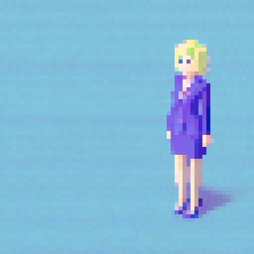 woman, blonde hair, bob cut, blue eyes, bussiness suit, 8-bit videogame sprite