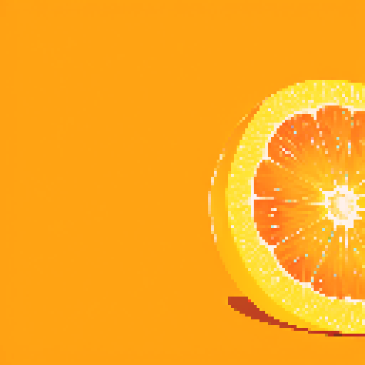 vibrant tangerine texture, pixelated fruit, textured peel, sRGB color space, detailed segments