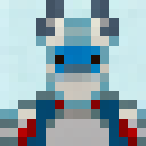 Ethereal Lucario, shimmering and translucent, gazes directly into the viewer's eyes in a 16x16 pixel art, her piercing blue aura contrasting with her white fur and red eyes, evocative of a classic game icon.