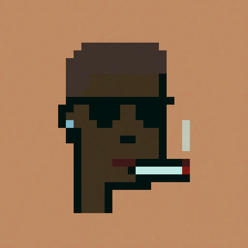 plain background (random color but not too bright). Crypto punk head (60% of the screen). Random skin color. Random hair style. Random glasses style (or no glasses). Random mouthpiece (or nothing). Random earpiece (or nothing). Pixel art. sRGB