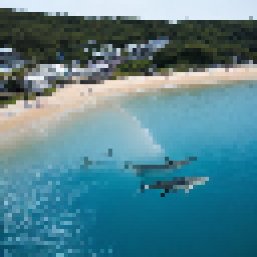 At the beach with sharks in the water