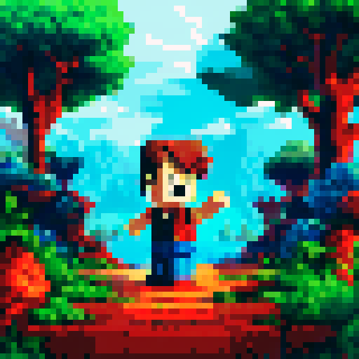 closeup, person, punched face, sRGB, pixel art, background, landscape