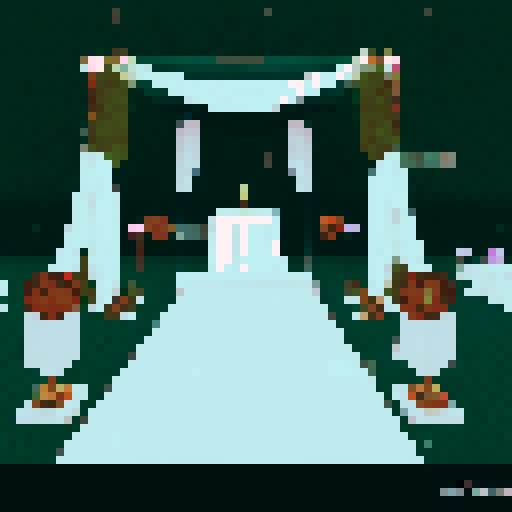 white cloth chuppah, at a Jewish wedding, against a black background, in a flat color, pixel art style, emphasizing sRGB