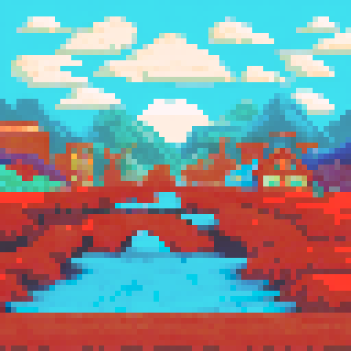 A cozy, colorful child's room with a vibrant, pixel art background, whimsical, toy-filled 