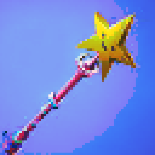 star wand, Fortnite style, game icon, sRGB, skill art, close up, portrait, 2D, 128x128 tool