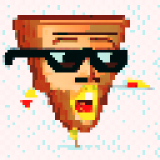 pizza slices with different traits (glasses, body, mouth, eyes, border, background)