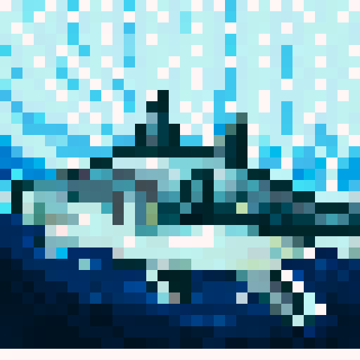 great white shark, 32x32 pixel art