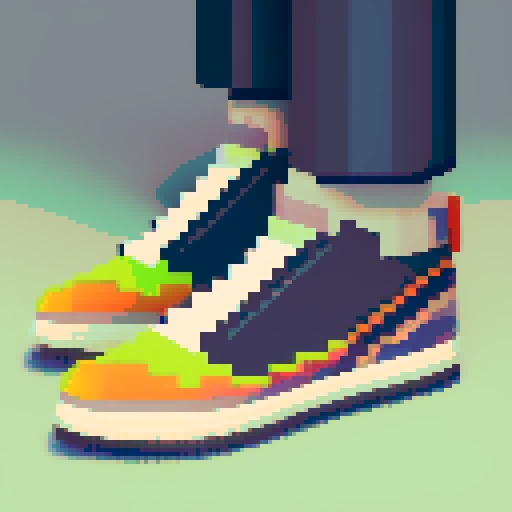 "Pixelated shoes of all colors and styles march across the screen on a website designed in retro, 8-bit style."