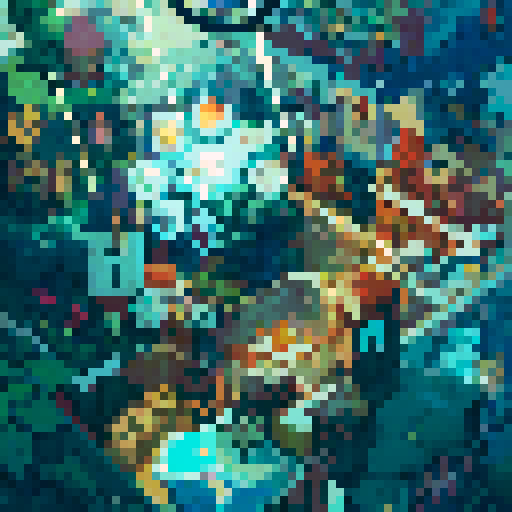 vibrant colors, intricate details, sharp edges, pixel art, sRGB