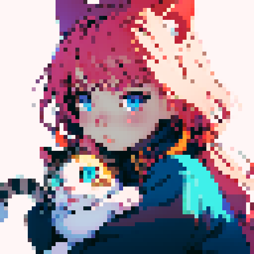 cat, white background, pixelated, sRGB, pixel art style