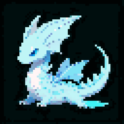 A sleek, blue-scaled dragon with fins along its back and tail. It has a calm and serene expression, with water droplets glistening on its scales. Its wings are adapted for swimming, and its eyes are deep and reflective like the ocean. No background.
