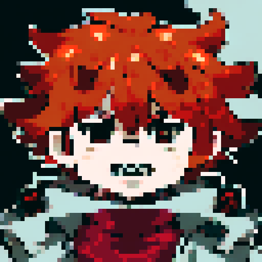 Kilua, Hunter X Hunter, intense expression, character portrait, close up, anime style, pixel art