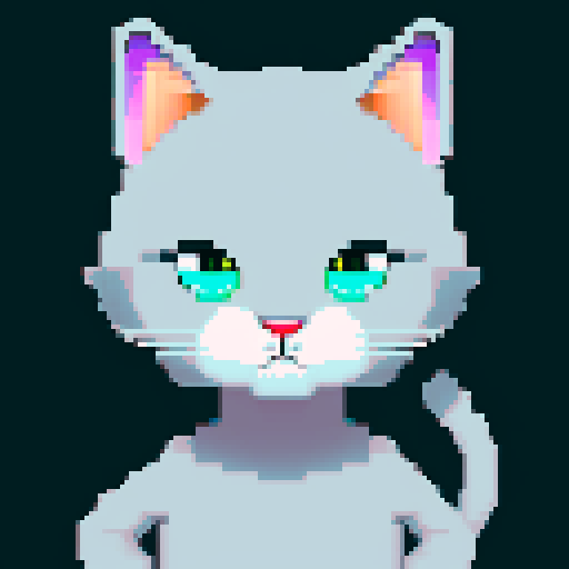 antropomorphic gray cat guy, kind, one torn ear