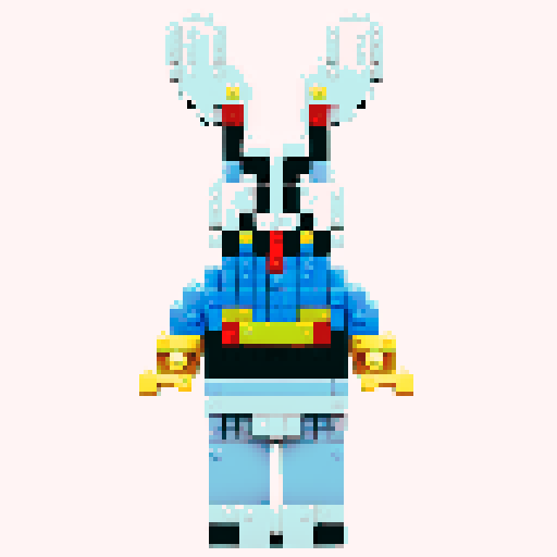Bugs Bunny, pixelated, Lego, vibrant color palette, sRGB