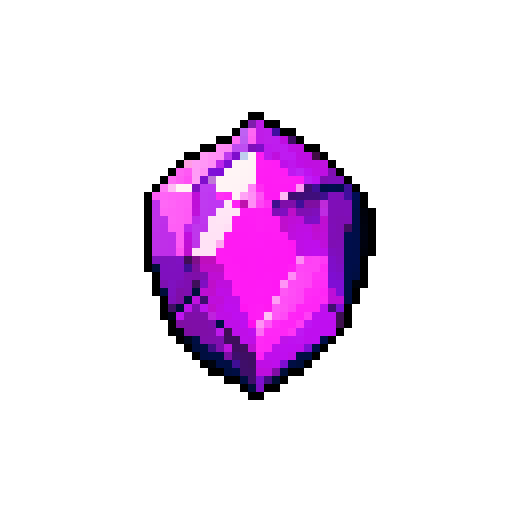 Glowing purple gem core. on a solid color background so I can easily remove the background