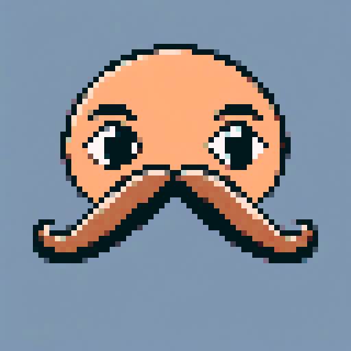 half of a giant copper mustache on a solid color background