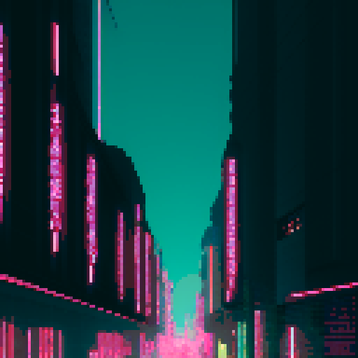 Electric hacker, neon-lit streets, pixelated skyscrapers, Tokyo's vibrant cyberpunk underbelly, all captured in sRGB palette